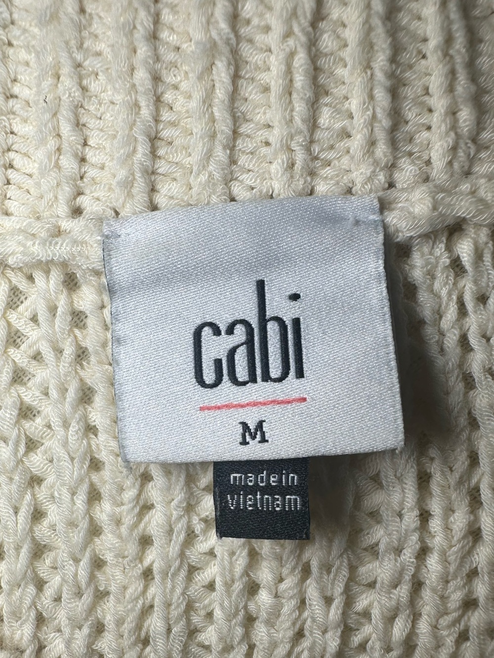 CAbi Ivory V-Neck Knit Croquet Pullover Sweater - Picture 3 of 10